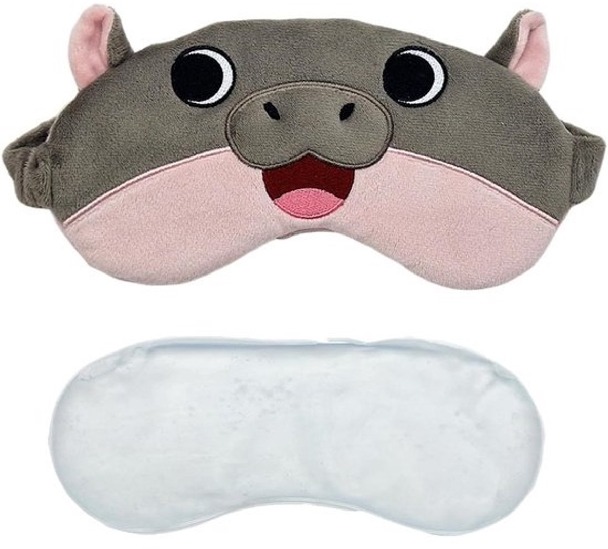 Slaapmasker Dier - Oogmasker Pluche - Ontspannen Slapen - Zacht Pluche Materiaal - 21 x 12 cm - Grijs
