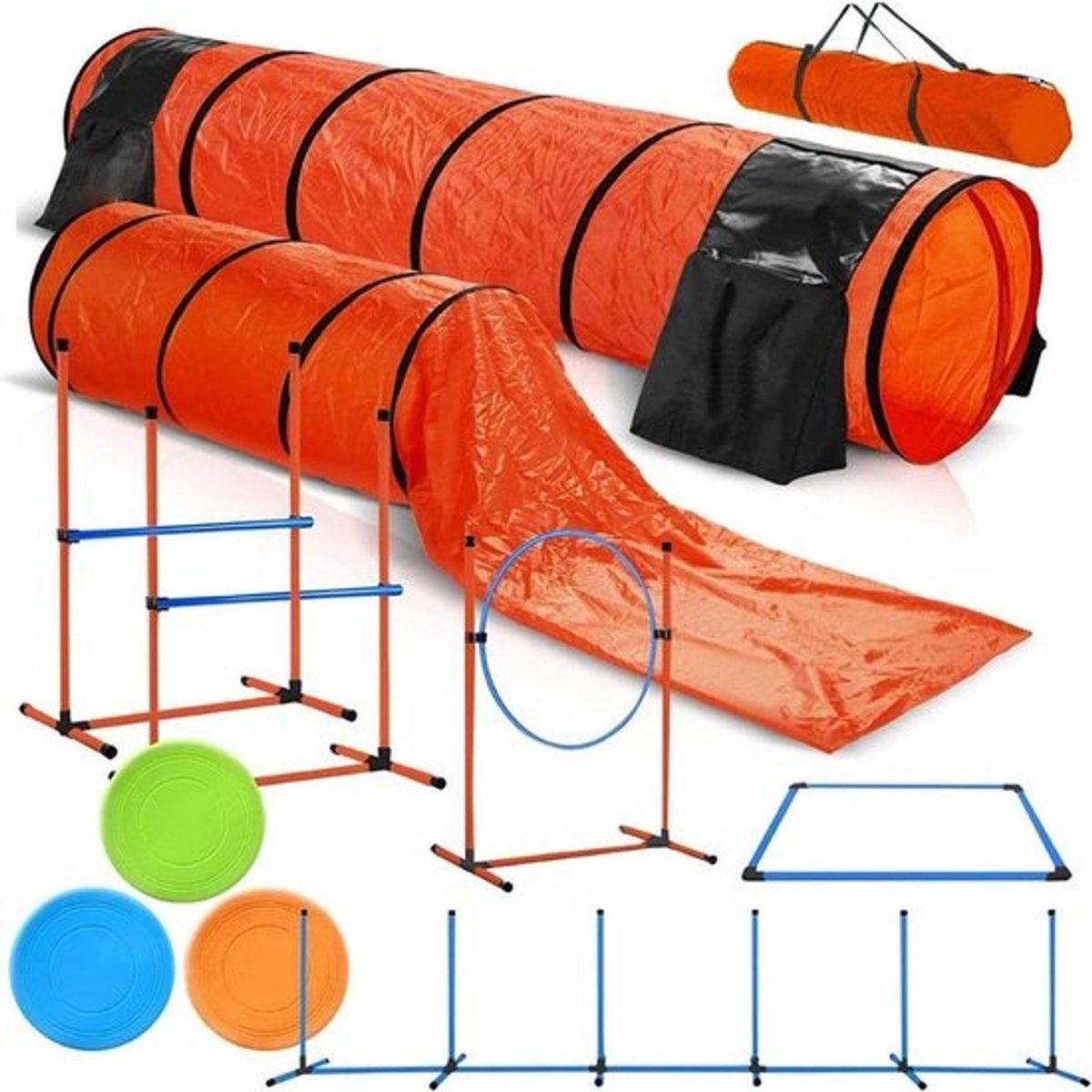 Honden Behendigheidset - Hondensport Trainingsset - Hondentraining Oefenen - 7-Delige Set - 68.6 x 68.6 x 16.5 cm - Blauw