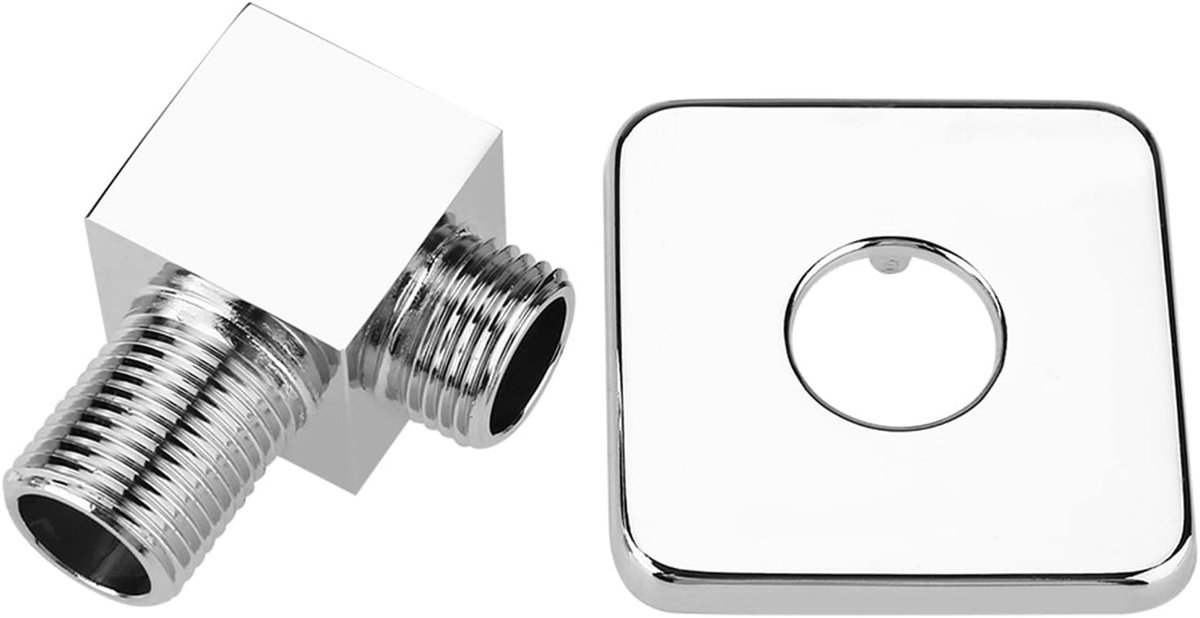 Dailygoods- Wanduitlaatbocht G1/2 - Wandmontage - Messing - Chroom - Douchekop - Afvoerbocht - 5.5x4.3 cm - Doucheconnector
