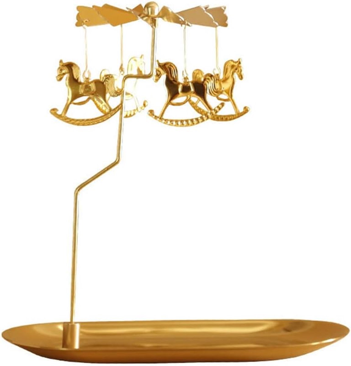 Dailygoods - Draaiende kaarsenhouder - Gouden kaars spinner - Roterende metaal voor sfeervolle avonden - 18x8,5x18,5 cm - Perfect voor Valentijnsdag e