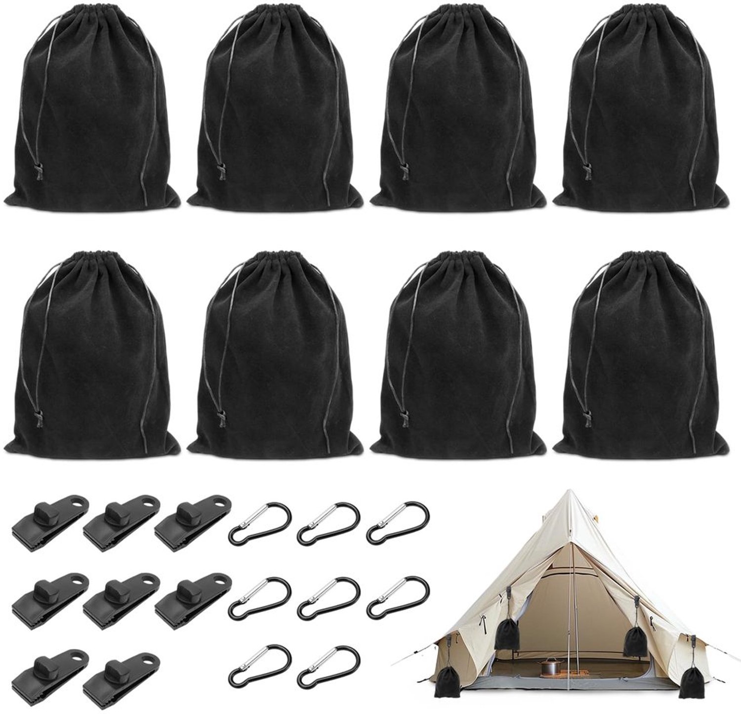 Set van 8 Zandzakken voor Gazebo met Bevestigingsaccessoires