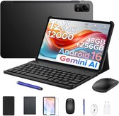 Aorlym P12 Pro - Tablet - 48GB RAM (12+36GB) + 256 GB ROM (2 TB/TF) - 12 Inch 2K 120Hz IPS - Android 16 - 12000mAh/18W - 4G LTE - Wi-Fi 5 - Bluetooth 5.0 - T7300 - Quad Speakers - Volledige accessoirebundel met toetsenbord en stylus