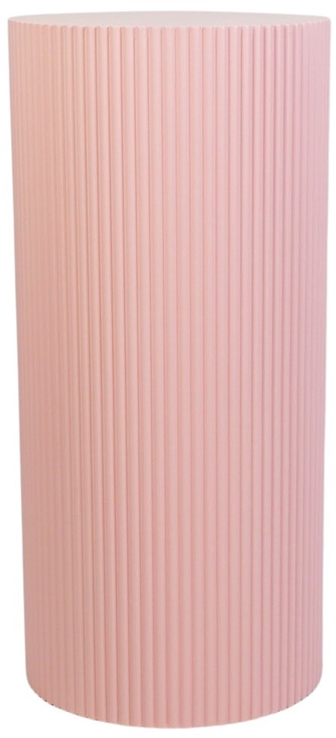 Housevitamin Bijzettafel Rond – Geribbelde Cilinder – MDF – Licht Roze – 30x65cm