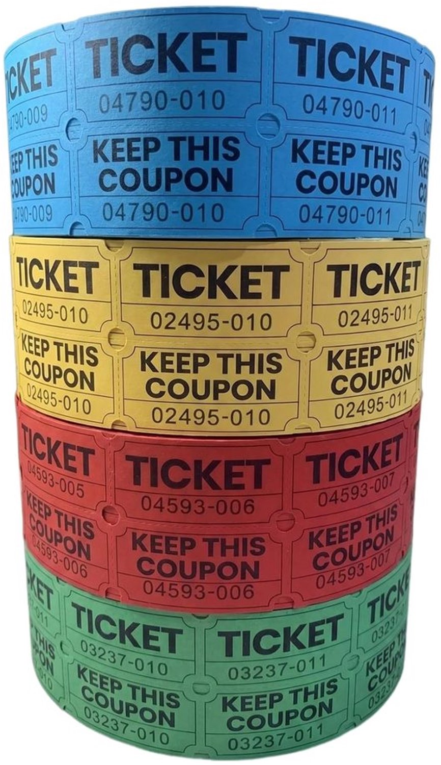 4 Rollen Genummerde Tombola Tickets 4000 Stuks