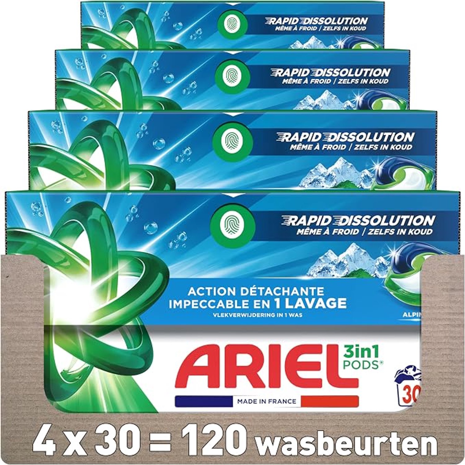Ariel 3in1 PODS - Alpine - 4 x 30 Wasbeurten - 4 Stuks