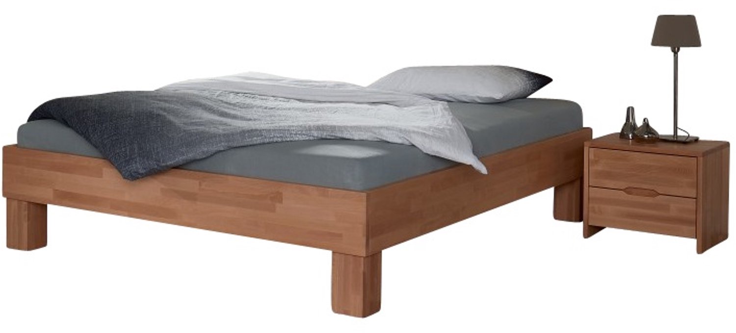 Bed Box Wonen Massief beuken houten bed Tarnovo Basic 140x200 cm Natuur gelakt