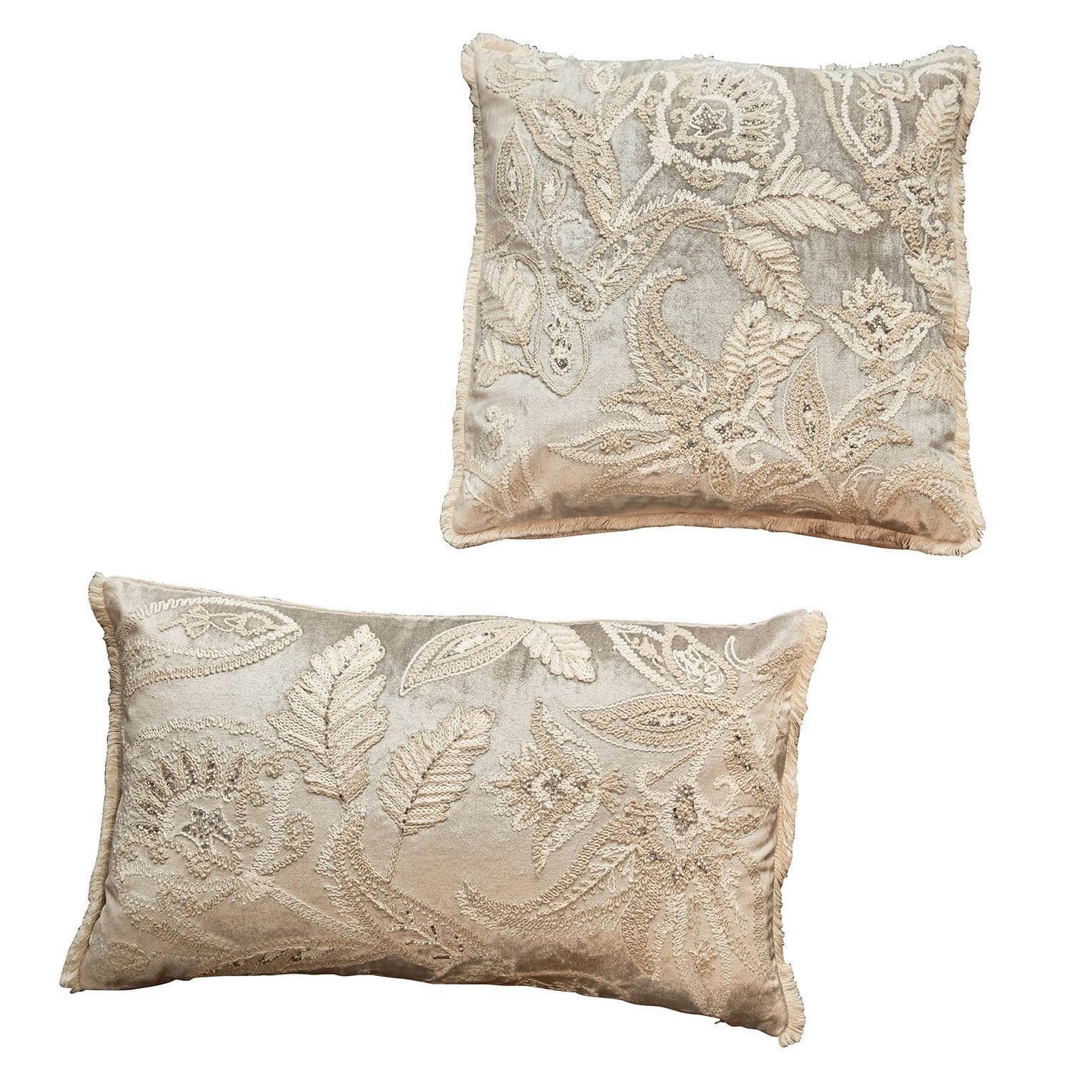 Loberon Kussenhoes set van 2 Oplevine taupe/champagne