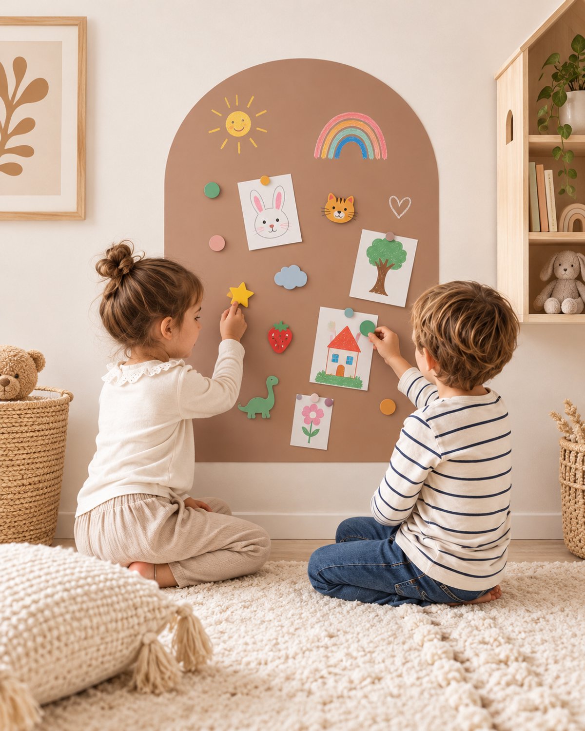 LiasToys Magnetische Muursticker met Krijtbordfunctie – 100 x 80 cm – Magneetbord Muurboog – Bruin