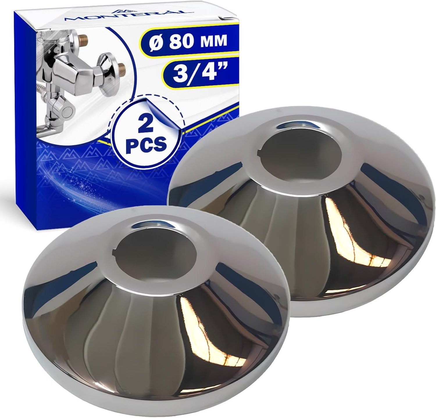 kraanafdekkingen Ø 80 mm - verchroomd messing - 2 stuks - beschermend - ServiceTopper