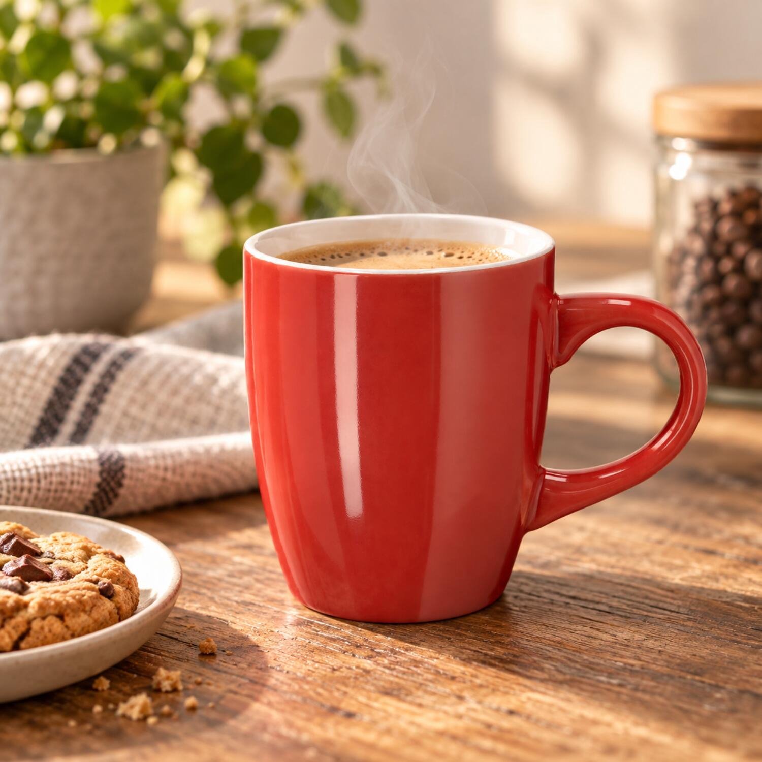 Bellatio Design Koffiekopjes Arabic Glaze - 1x stuks - Keramiek - rood - 350 ml - 8 x 10 cm - mokken - bekers