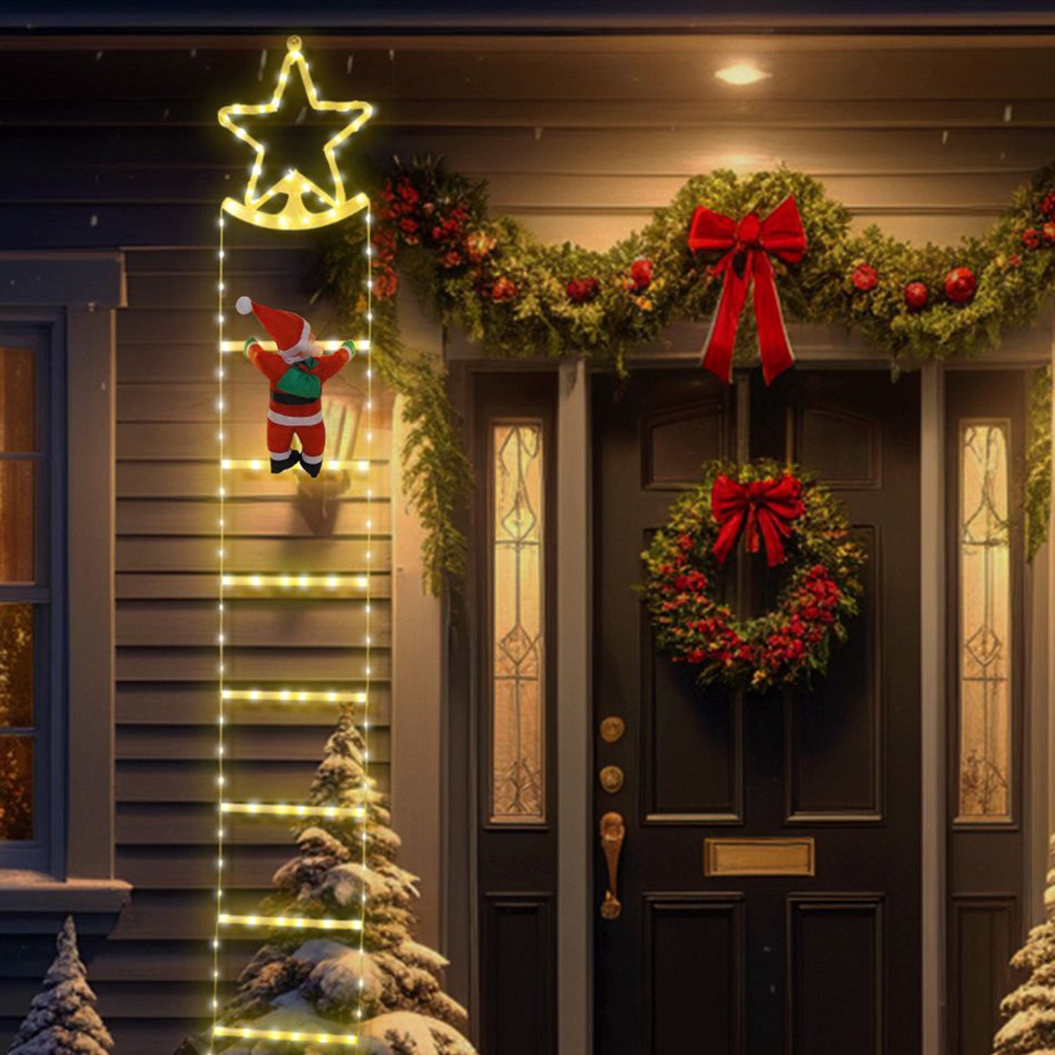 Kerstverlichting met Kerstman op ladder - 3,2 m 295 LEDs kerst lichtsnoer met 8 modi, USB aangedreven met afstandsbediening - LED klimmende Kerstman Kerstversiering voor buiten, binnen, raam, balkon, kerstboom decoratie – foto 4