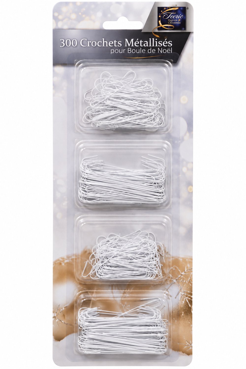 Feeric lights & Christmas Kerstbalhaakjes Wit – 300 Stuks – Ophanghaakjes voor Kerstballen en Kerstdecoratie