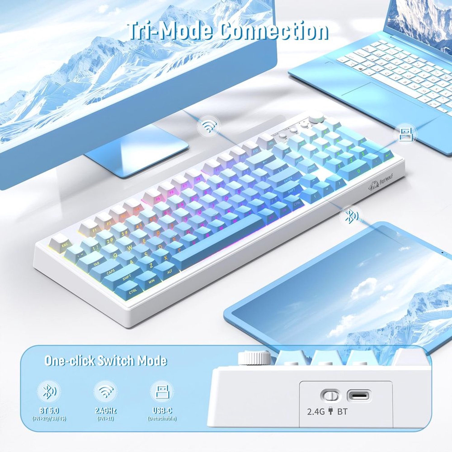 Draadloos Gaming Toetsenbord met RGB Verlichting en 4000mAh