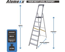 Alumexx Hobby-Line - Huishoudtrap 7 treden - Keukentrap - Inklapbaar - 3.40m werkhoogte