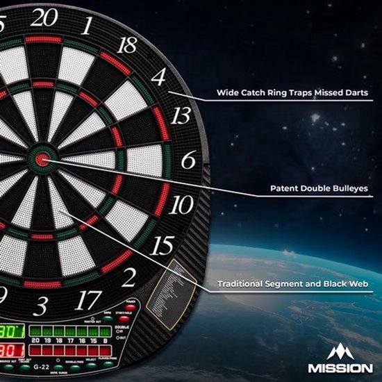 G220 Elektronisch dartbord | Professionele Soft Tip | Tot 16 spelers | 28 spellen | Inclusief 4 sets darts. — afbeelding 5