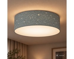 B.K.LICHT - Decoratieve Plafondlamp - sterrenhemel effect - kinderkamer lamp - plafonniere - grijz - ronde - Ø38cm - met 2x E27 fitting