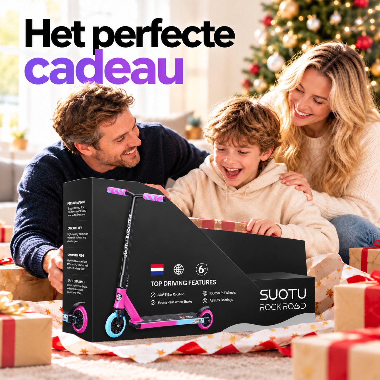 Suotu Stuntstep - Step - Kinderstep - Silent axle - Speelgoed Jongens/Meisjes - Maximale stuurhoogte: 78 cm - Aluminium -Blauw/Roze — afbeelding 10