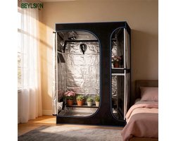 Kweektent 120x90x180CM - 600D Oxford Stof - 100% Reflecterend Mylar - IJzeren Frame - Indoor Planten Kweek