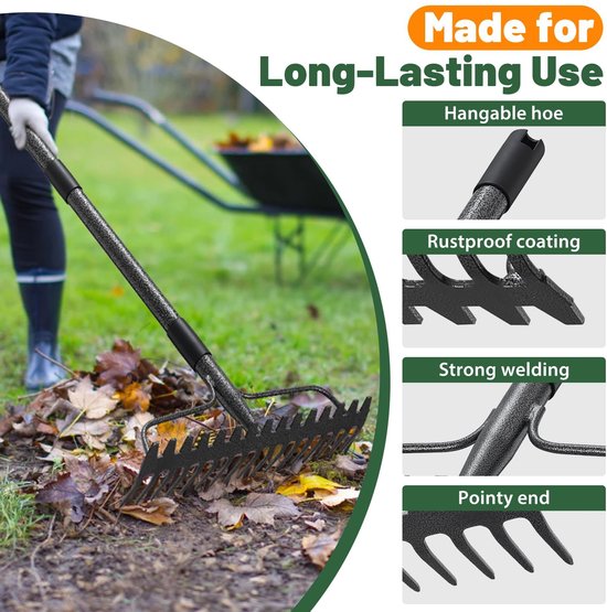 Tuinhark met 17 Tanden en Handvat van 150 cm — afbeelding 4