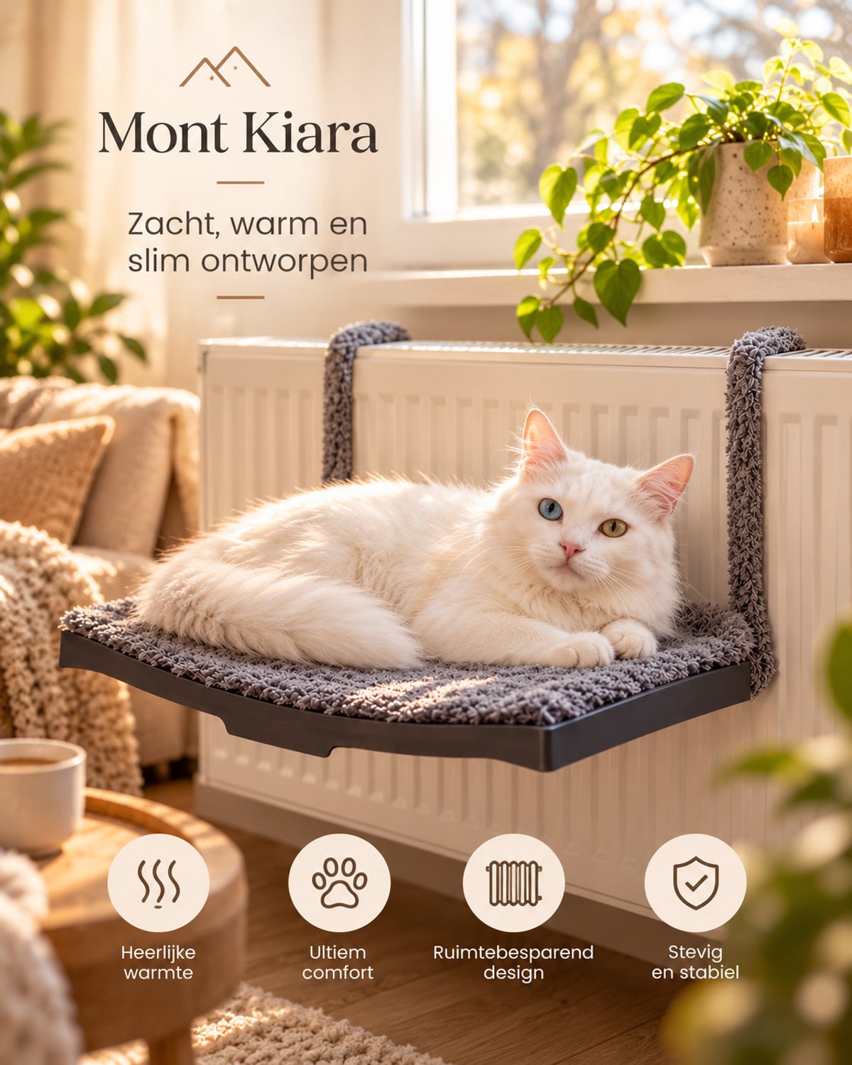 Bol.com MONT KIARA Katten Honingraat Verwarming Radiator Bed Hangend Kattenbed Hangmat Terras47x 27,5 Cm 18 Kg aanbieding