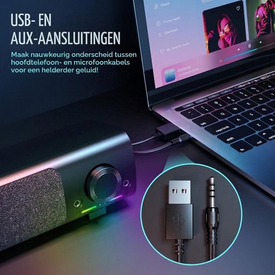 Soundbar PC - Speaker Computer - Plug & Play - 10W - Zwart — afbeelding 3