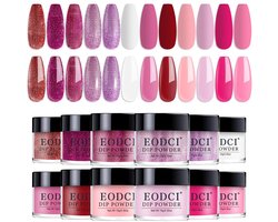 Set van 12 Dip Poeders voor Nagelkunst met Glitter en Kleuren