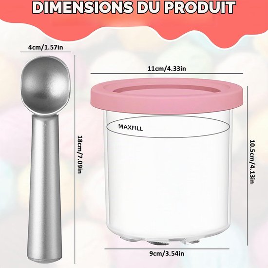 Set van 4 bekers bakjes - geschikt voor Ninja Creami-ijsmachine - accessoires geschikt voor de NC301-, NC300- en NC299AMZ-serie – BPA-vrij & vaatwasserbestendig — afbeelding 3