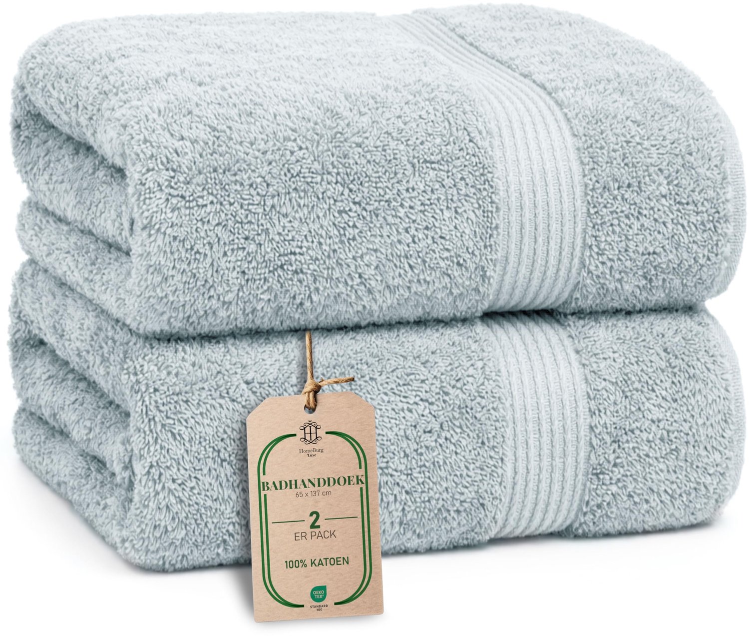 Luxe Badhanddoekenset - 2 Stuks - Zacht Katoen - 65x137 cm - IJsblauw