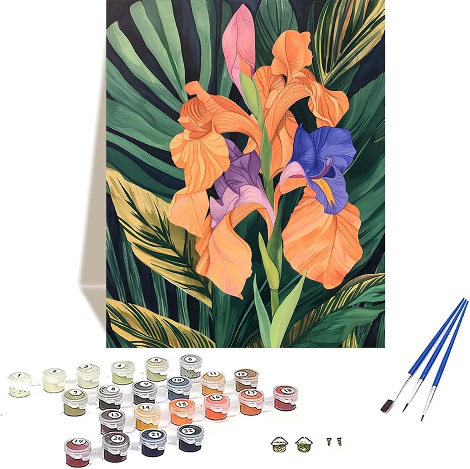 Verf op nummer voor volwassenen 20 x 30 cm - bloemverf op nummerkit - doe-het-zelf schilderen - voor muurdecoratie - m-winkel