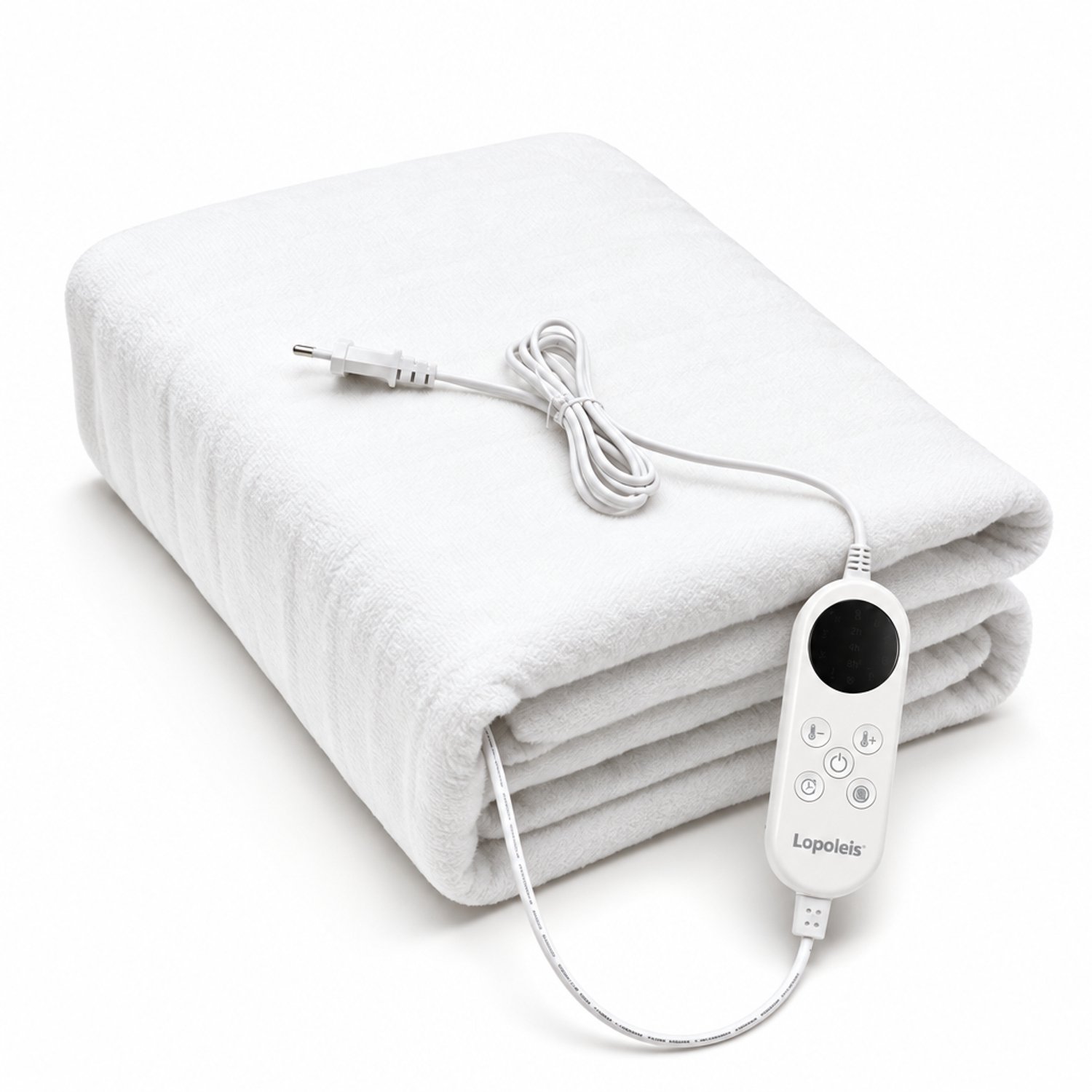 Lopoleis Elektrische Onderdeken 1-persoons – warmtedeken – 180 x 80 cm – 9 warmtestanden – Timer – Stofmijtmodus – Wit