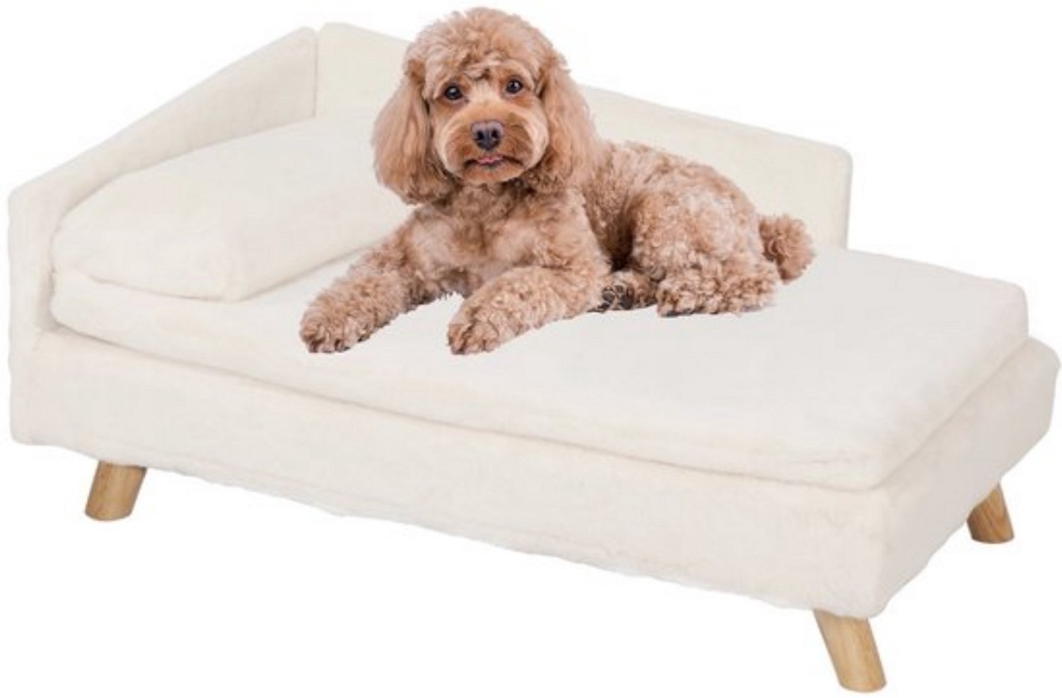 Gudalio Hondenbed - Hondenkussen - Kattenmand - Hondenbank - Huisdierenbank - Houten Poten - Modern - 80x50x39 cm - Maat L - Wit