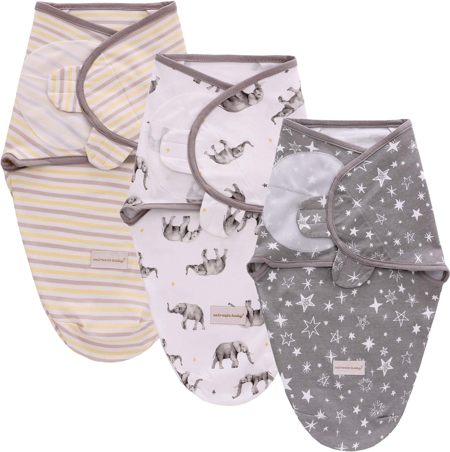 Inbakerdoeken voor Baby's (Set van 3, Grijs)
