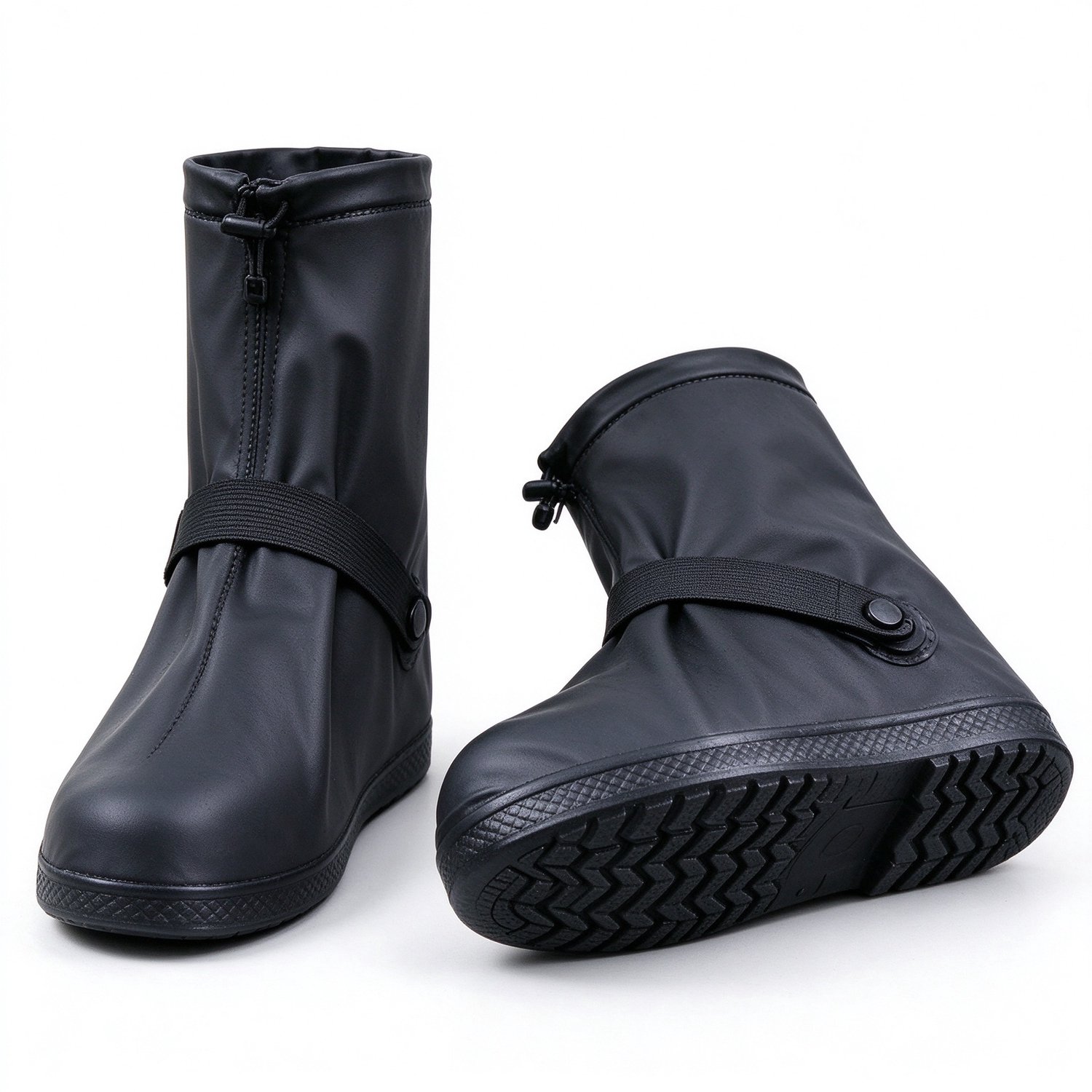 Lifhelpe Regenaccessoires - Waterdichte overschoenen - Ritssluiting, trekkoord en snap sluiting, antislip - Herbruikbare schoenbeschermers maat L 40-42 - Geschikt voor fiets en scooter, zwart