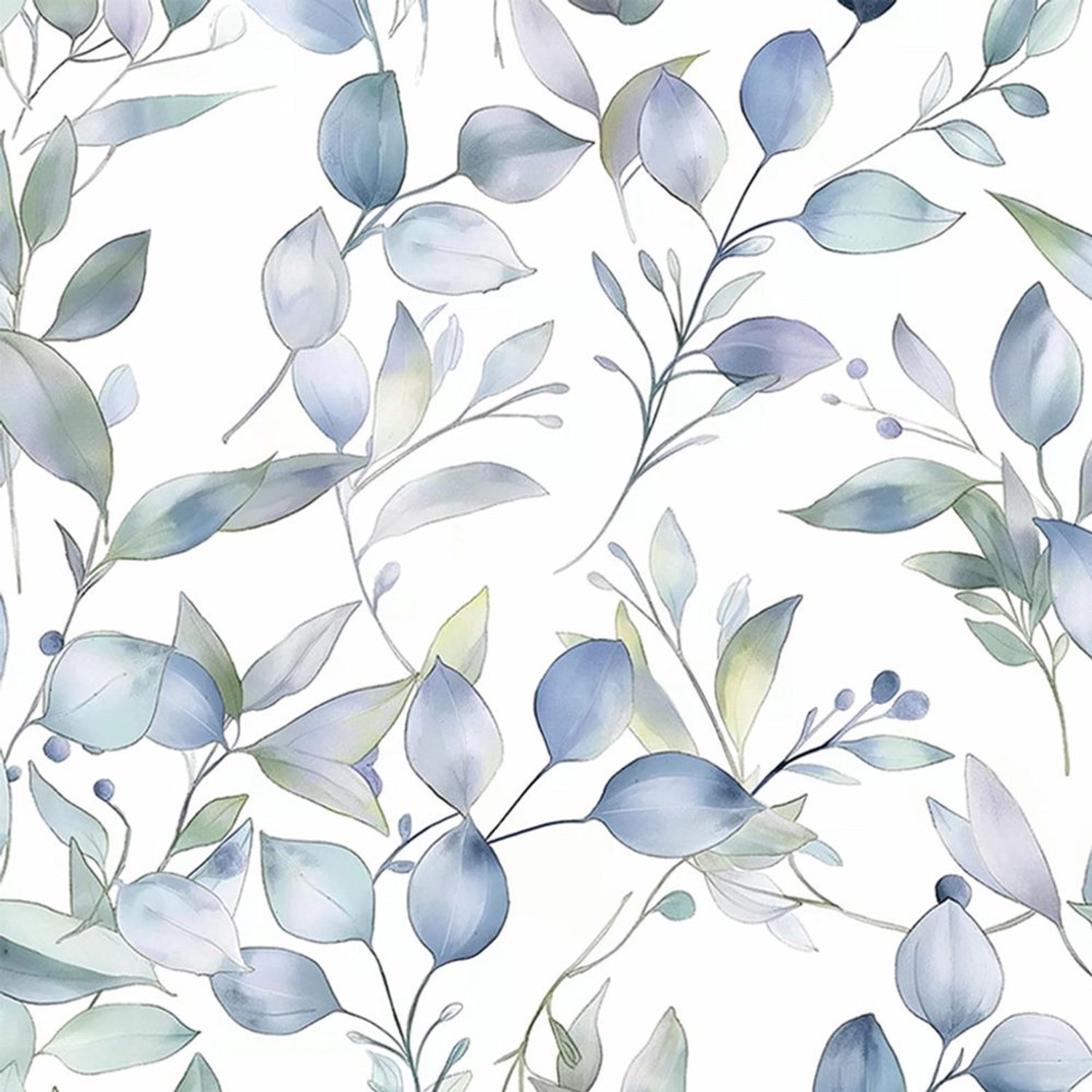 Zelfklevend Behang met Blauwe Witte Bladeren 44 x 300 cm