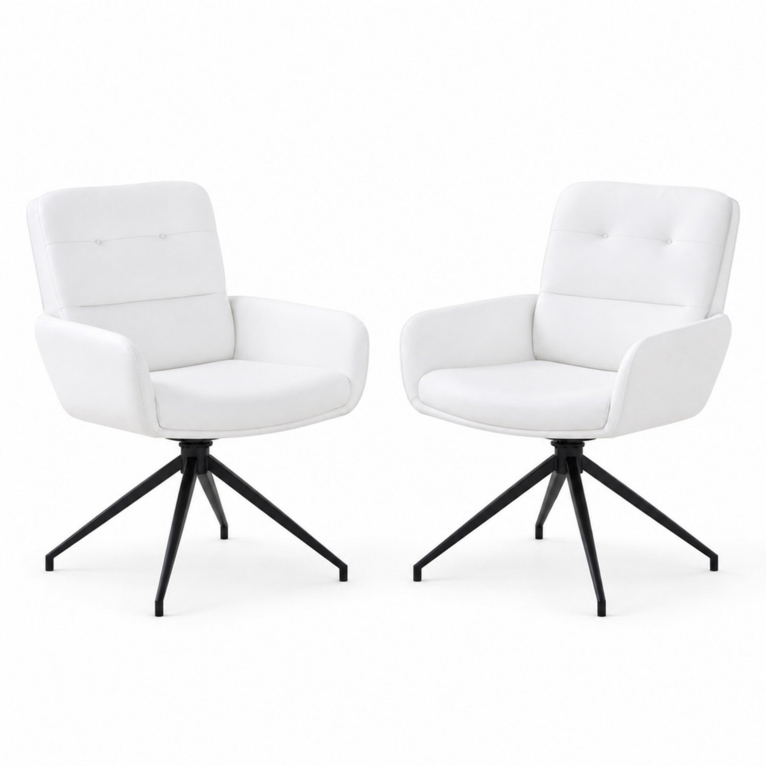 LONG DRAGON - Eetkamerstoelen - Set van 2 - Wit + Zwart - 360 graden draaibaar