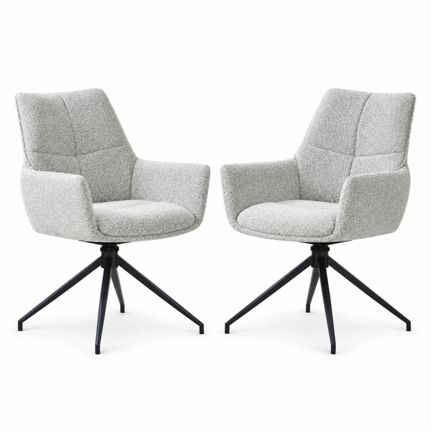 LONG DRAGON - Eetkamerstoelen - Set van 2 - Zwart + Lichtgrijs - 360 graden draaibaar