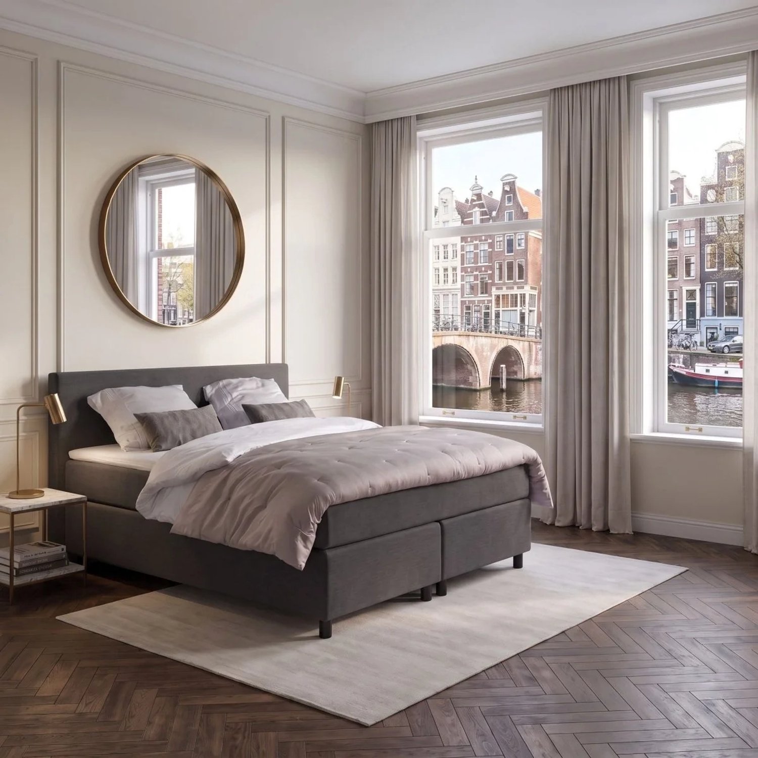 Mörgenn Anno 1588 - Boxspring Amsterdam - Pocketvering - Zwart - 200x200 cm - Inclusief Dekbed en Kussens - Kingsize Bed