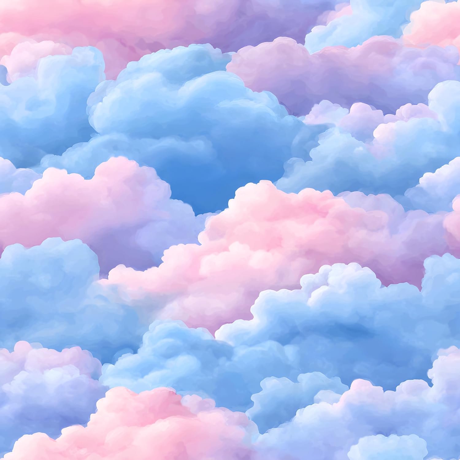 Behang patroon 44,5cm x 200cm - wolk roze blauw - sfeervol voor kinderkamer - m-winkel