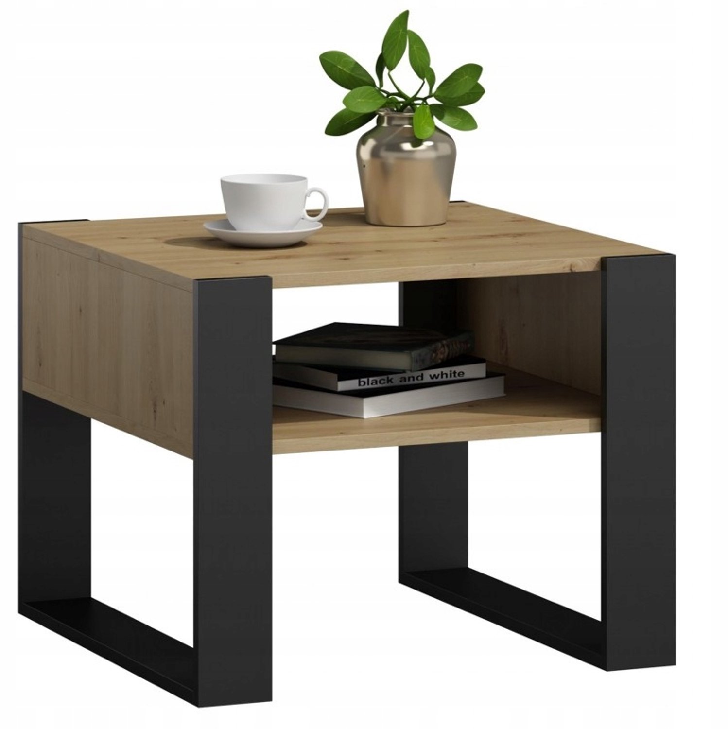 Per La Vita Kaja - Vierkante Salontafel - 60 x 60 cm - Eikenlook/zwart