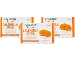 Equilibra Calendula Zeep – 100% Plantaardig & Natuurlijk – Zeepblok voor Gezicht, Handen & Lichaam – Soap Bar – 3 Stuks