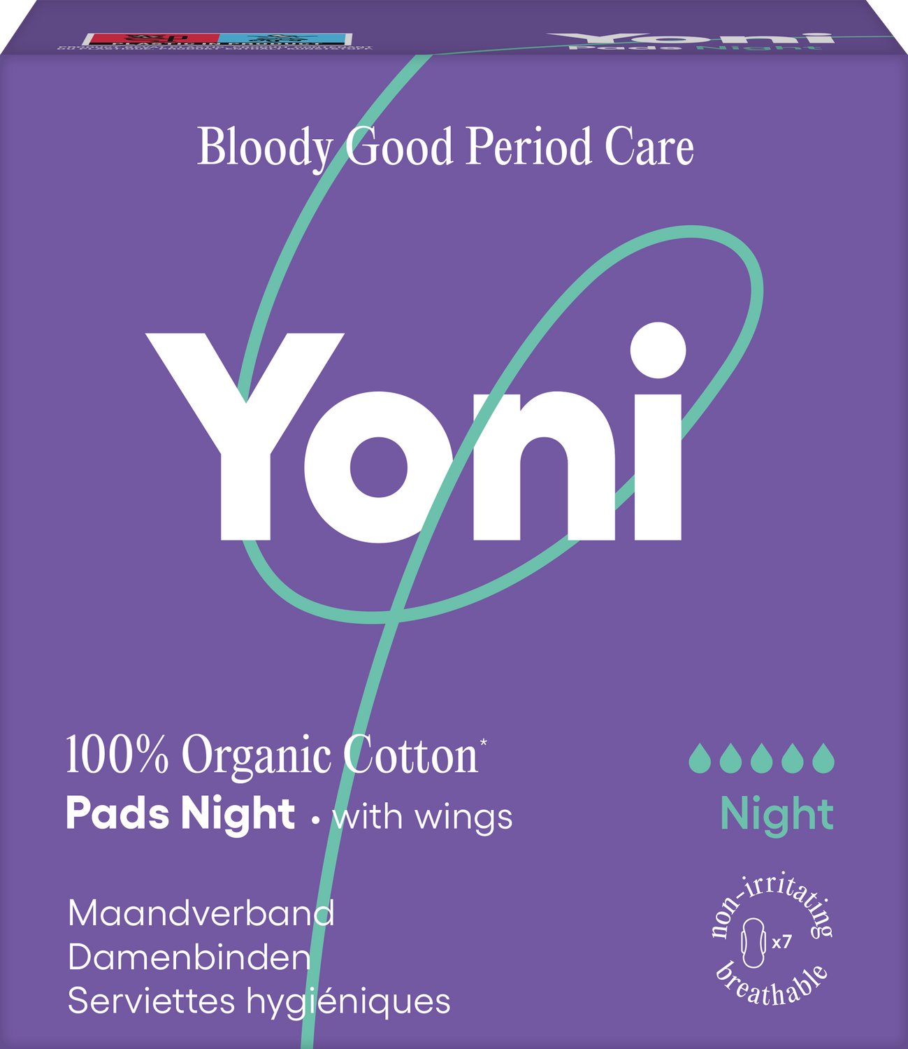 Bol.com Yoni Maandverband Night - Nacht - met vleugels - Biologisch Katoen - 7 stuks aanbieding