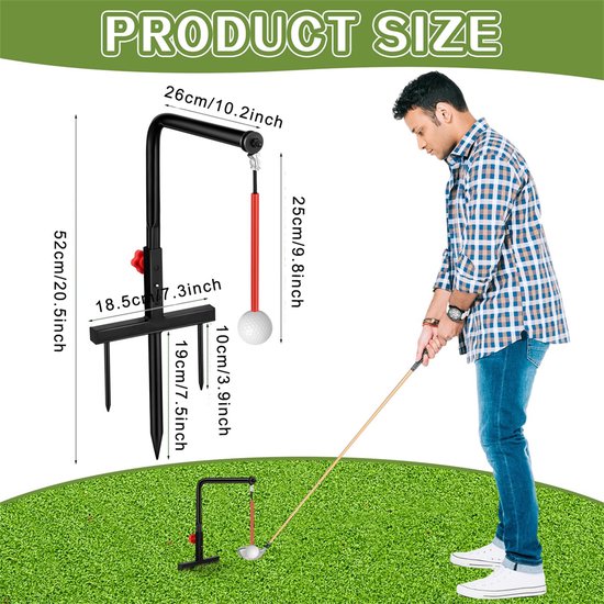 Golfswingtrainer - golftrainingshulpmiddel - duurzaam metaal - in hoogte verstelbaar in 3 standen - oefenen in de buitenlucht - golftrainingsmateriaal - golfaccessoire-cadeau voor mannen — afbeelding 2