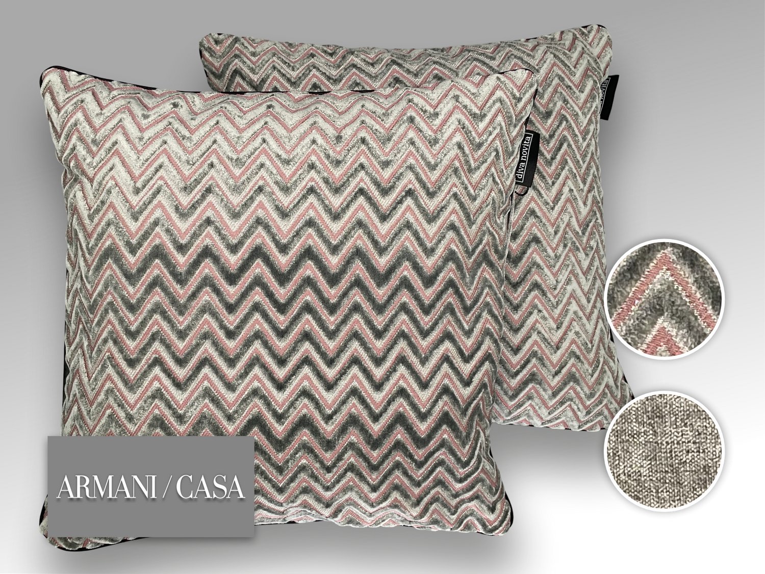 Diva Novita Armani Casa - Kwaliteits sierkussen gemaakt van originele Armani Casa stof - Green and Pink Groen
