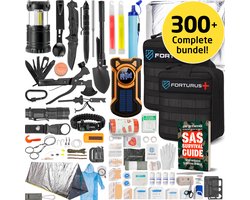 Forturus® Compleet Noodpakket voor thuis - 24-72H bundel incl. Noodradio Solar Opwindbaar AM/FM - Trauma EHBO kit - SAS Survival Gids - Volledig overlevingspakket voor rampen en stroomuitval