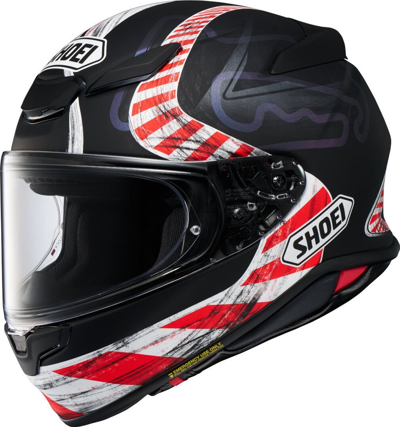 Shoei NXR2 Knee Down TC-5 Mat Zwart Wit Rood Integraalhelm - Helm