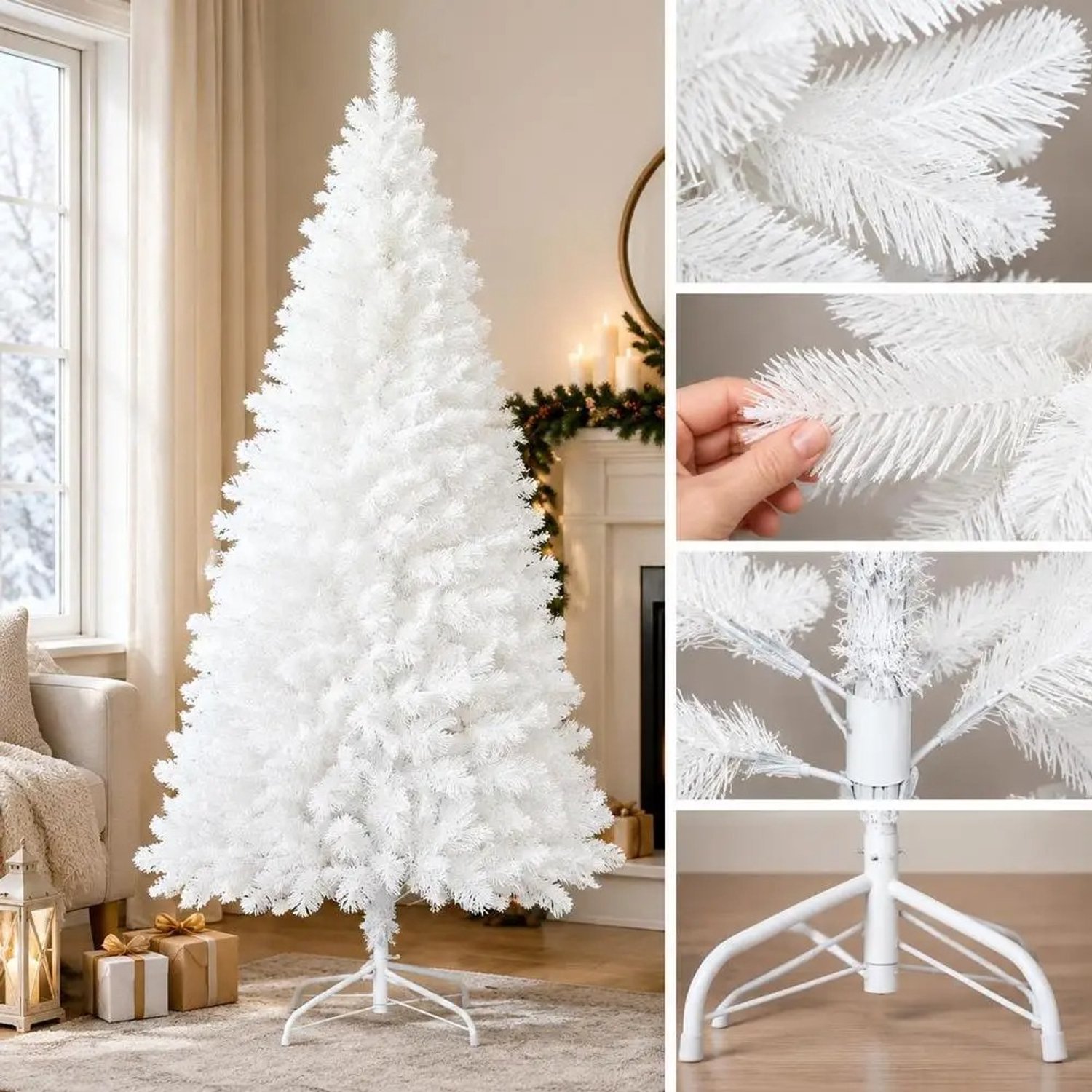 VILIMA - Kerstboom - Kunstkerstboom - Kerstboom wit - Kerstmis - 240 cm hoog - Volle boom - Stijlvol wit - Realistisch - Stevig – foto 5