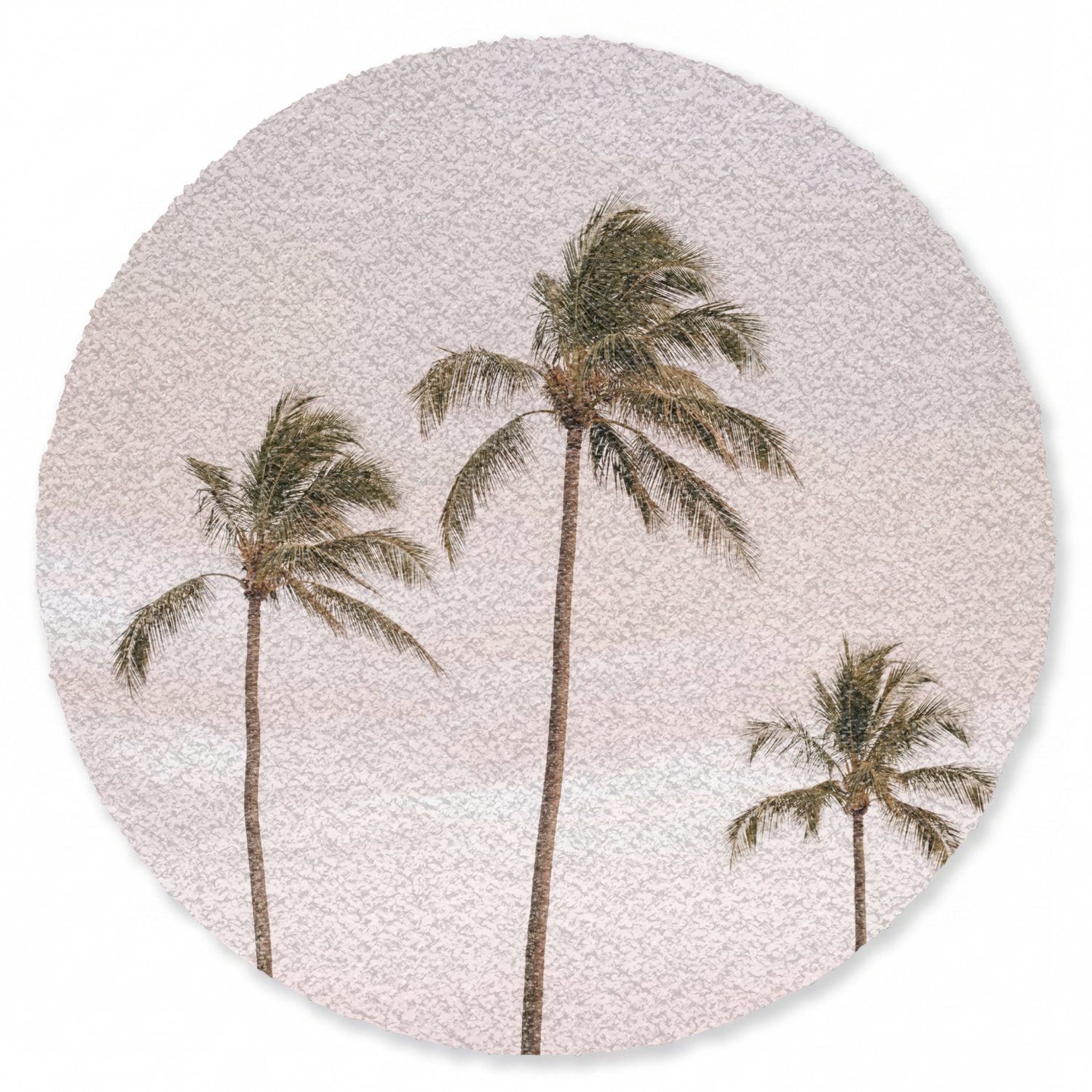 Deurmat rond 120x120 cm - Droogloopmat Palmbomen - Zonsondergang - Roze - Mat voor binnen - Schoonloopmat - Ronde deurmatten met print - Inloopmat