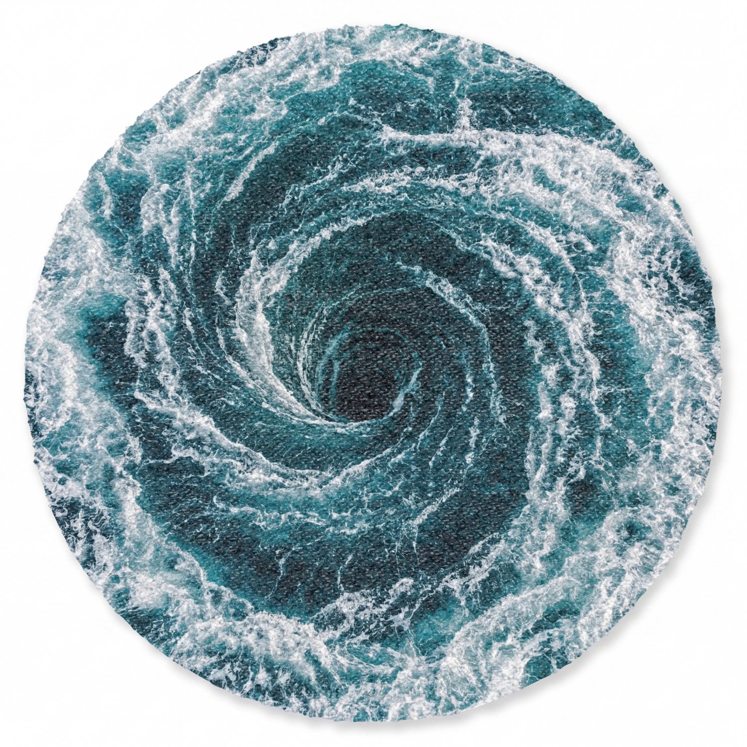Deurmat rond 120x120 cm - Droogloopmat Oceaan - Blauw - Draaikolk - Mat voor binnen - Schoonloopmat - Ronde deurmatten met print - Inloopmat