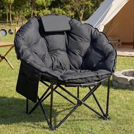 Opvouwbare Campingstoel XXL – Moonchair – Comfortabele Lounge Campingstoel voor 1 Persoon – Draagvermogen 150 kg – Voor Tuin, Balkon, Camping en Binnengebruik