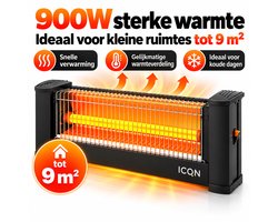 ICQN Infrarood Kachel, Halogeen-elektrisch Verwarming - Compacte en Draagbare Infraroodkachel met…